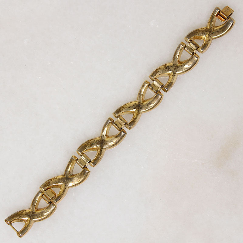 "X" Link Bracelet with Red & White Baguettes by Trifari
