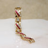 "X" Link Bracelet with Red & White Baguettes by Trifari

