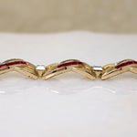 "X" Link Bracelet with Red & White Baguettes by Trifari
