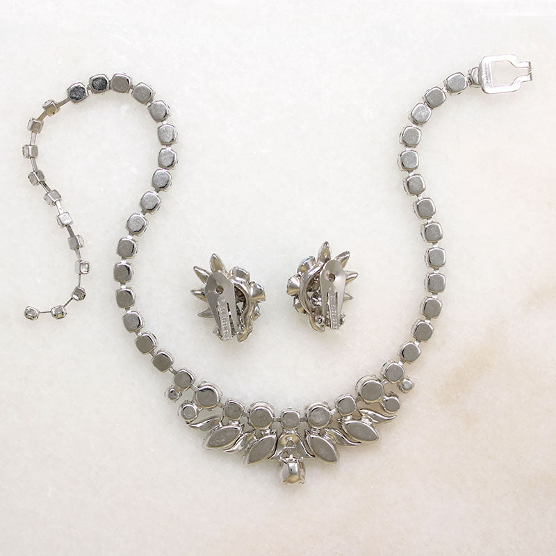Aqua-Colored Crystal Eisenberg Ice Necklace & Earrings
