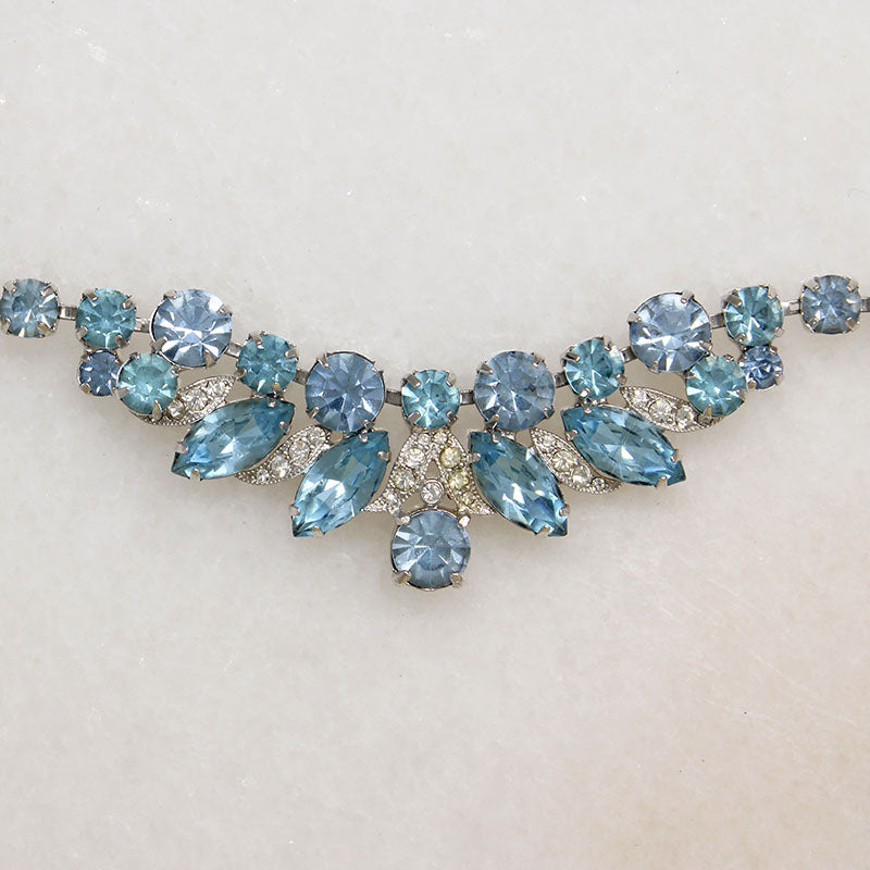 Aqua-Colored Crystal Eisenberg Ice Necklace & Earrings
