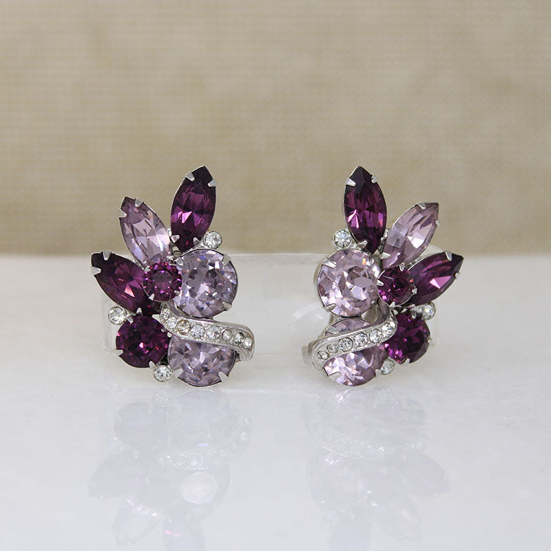 Purple Pinwheel Eisenberg Brooch & Earring Set