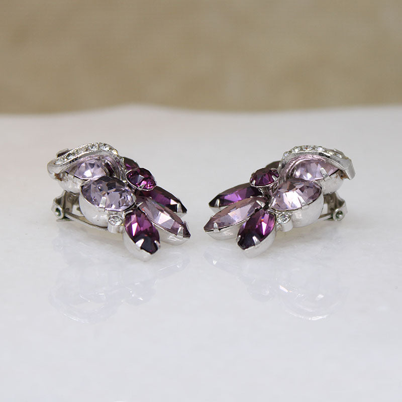 Purple Pinwheel Eisenberg Brooch & Earring Set
