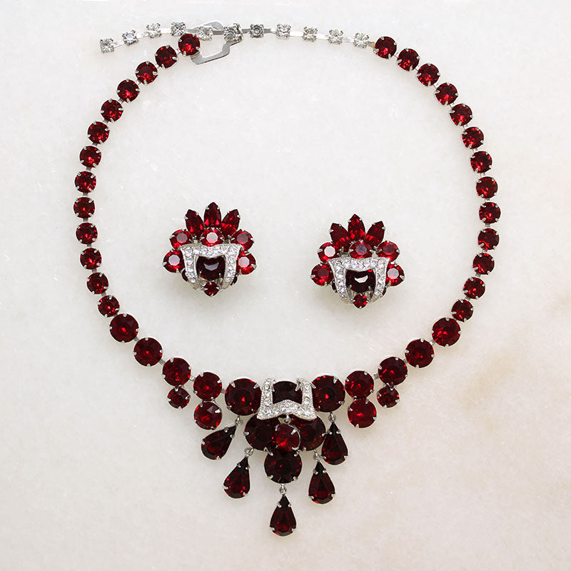 Scarlet Crystal Necklace & Earring Set by Eisenberg