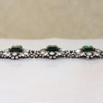 Breathtaking Green & White Rhinestone Bracelet Signed Schaperelli