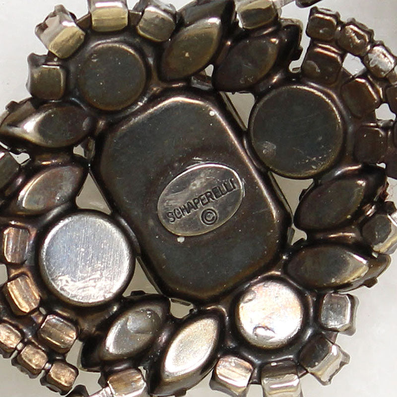 Breathtaking Green & White Rhinestone Bracelet Signed Schaperelli