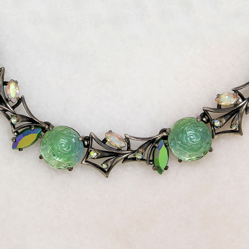 Beguiling Green Rose Necklace & Earring Set by Schiaparelli – GSL