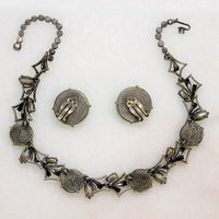 Beguiling Green Rose Necklace & Earrings Set by Schiaparelli