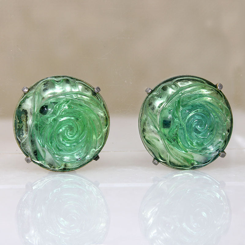 Beguiling Green Rose Necklace & Earrings Set by Schiaparelli