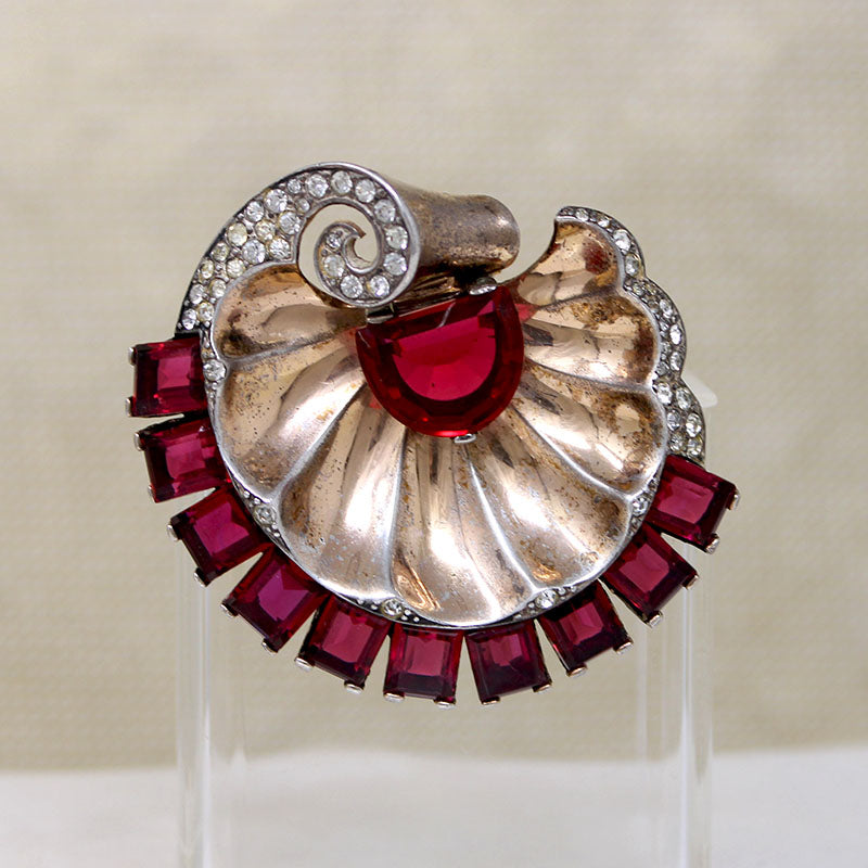 Retro Silver Gilt Sea Shell Fur Clip by Boucher