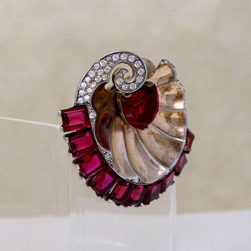 Retro Silver Gilt Sea Shell Fur Clip by Boucher