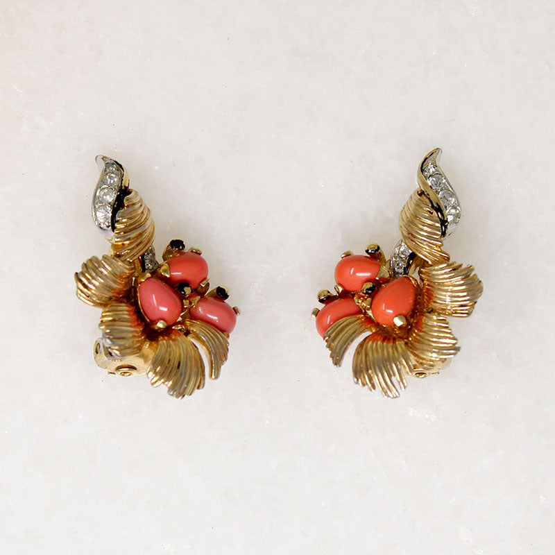 Cheerful Faux Coral Earrings by Boucher