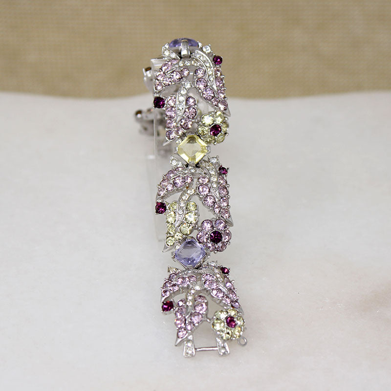 Romantic Boucher Rhinestone Bracelet in Springtime Pastels