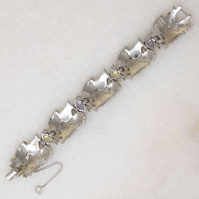 Romantic Boucher Rhinestone Bracelet in Springtime Pastels
