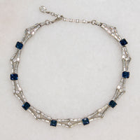 Elegant Blue & White Rhinestone Collar by Trifari
