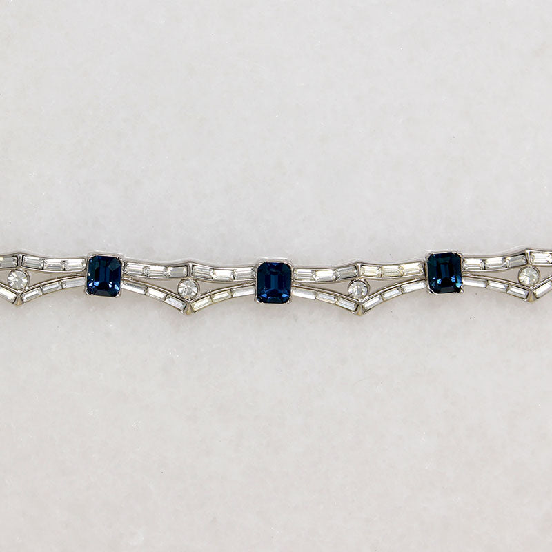 Elegant Blue & White Rhinestone Collar by Trifari