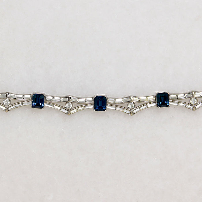 Elegant Blue & White Rhinestone Collar by Trifari