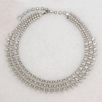 Mid Century Three Strand Rhinestone Necklace by Kramer