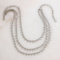 Mid Century Three Strand Rhinestone Necklace by Kramer