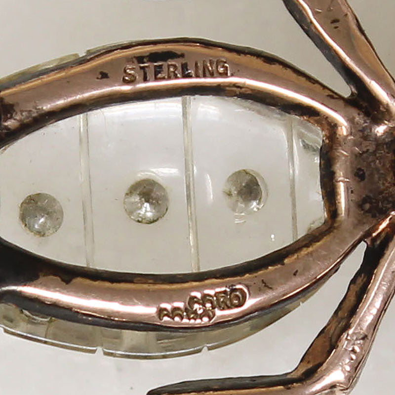 Whimsical Crystal & Sterling Coro Ant Brooch