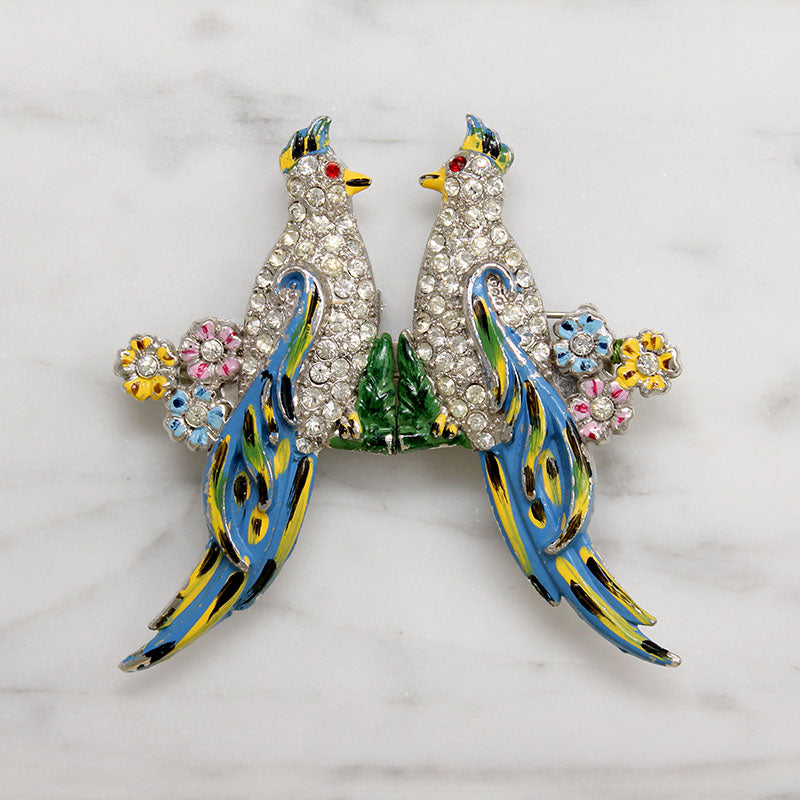 Coro Tropical Bird Duette Brooch
