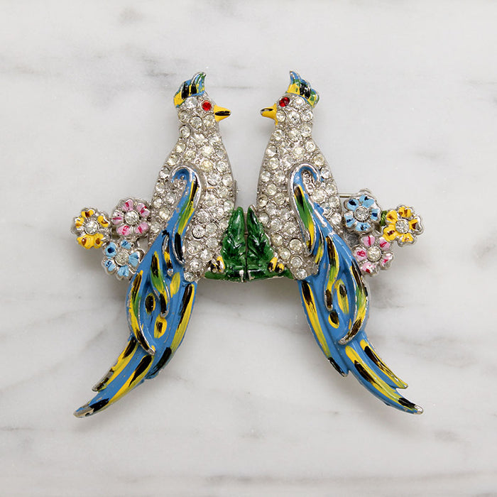 Coro Tropical Bird Duette Brooch