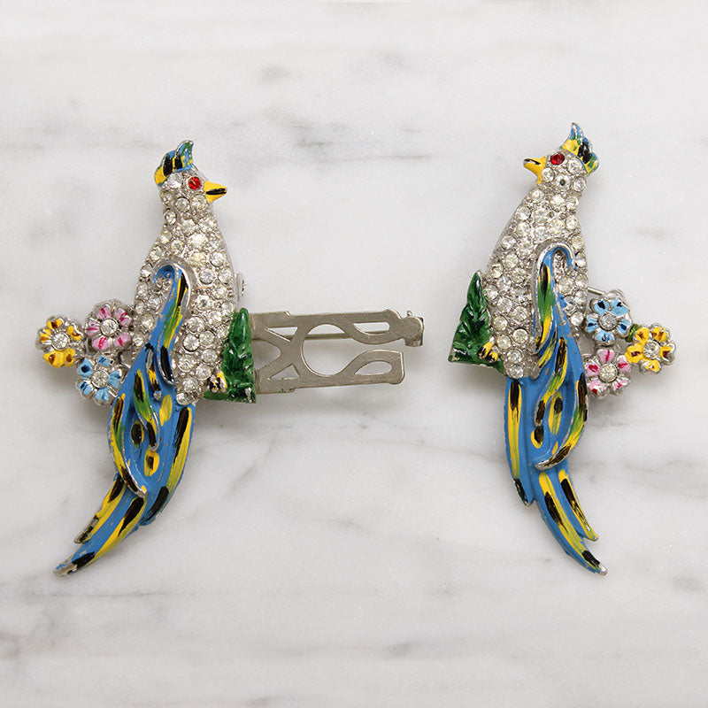 Coro Tropical Bird Duette Brooch