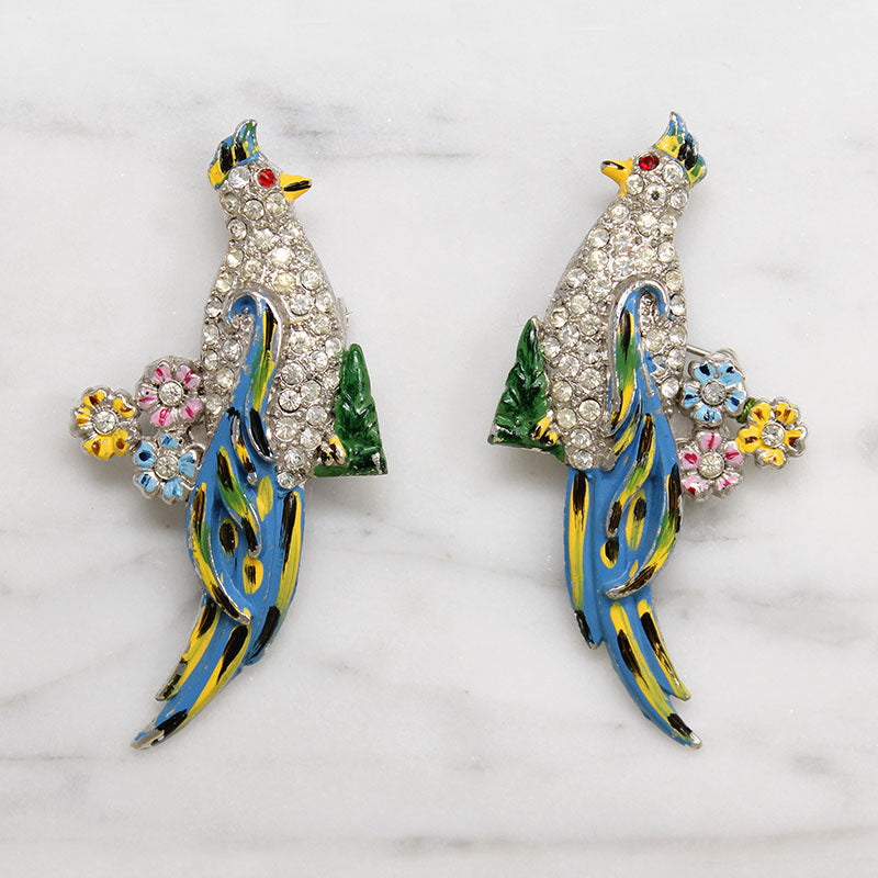 Coro Tropical Bird Duette Brooch