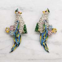 Coro Tropical Bird Duette Brooch