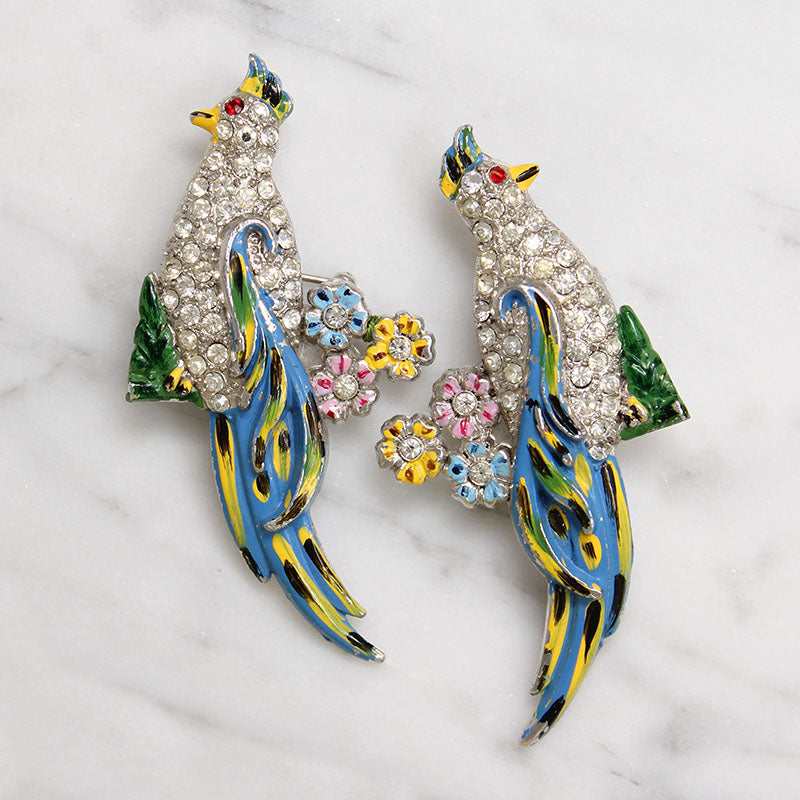 Coro Tropical Bird Duette Brooch