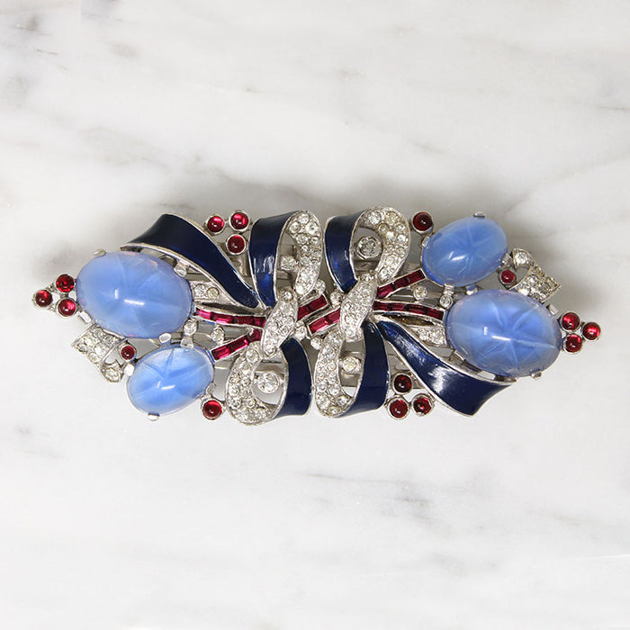 Faux Star Sapphire Clip-Mates Brooch by Trifari