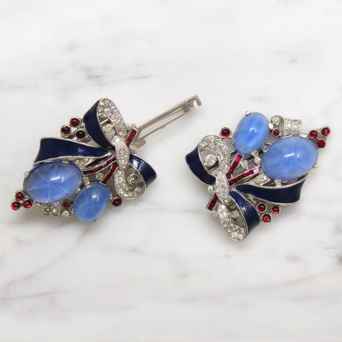 Faux Star Sapphire Clip-Mates Brooch by Trifari