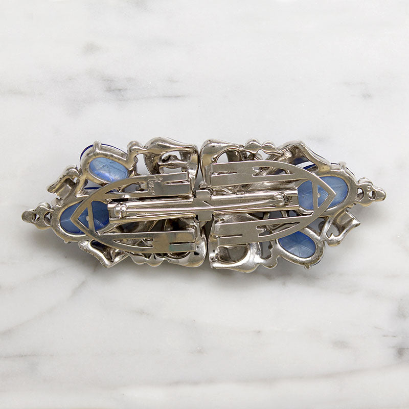 Faux Star Sapphire Clip-Mates Brooch by Trifari