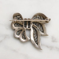 Jaunty 1980s Sterling & Marcasite Bow Brooch