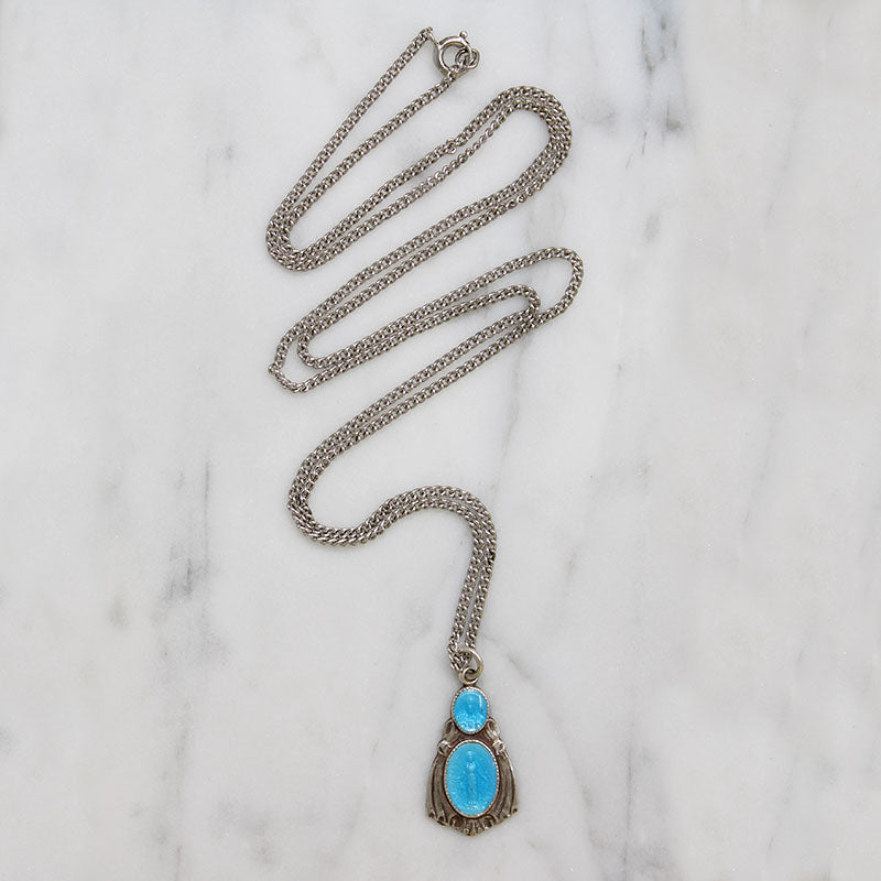 Virgin Mary Medal in Sterling & Ethereal Blue Enamel 