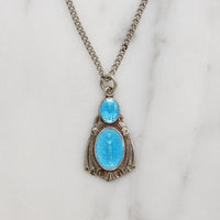Virgin Mary Medal in Sterling & Ethereal Blue Enamel 