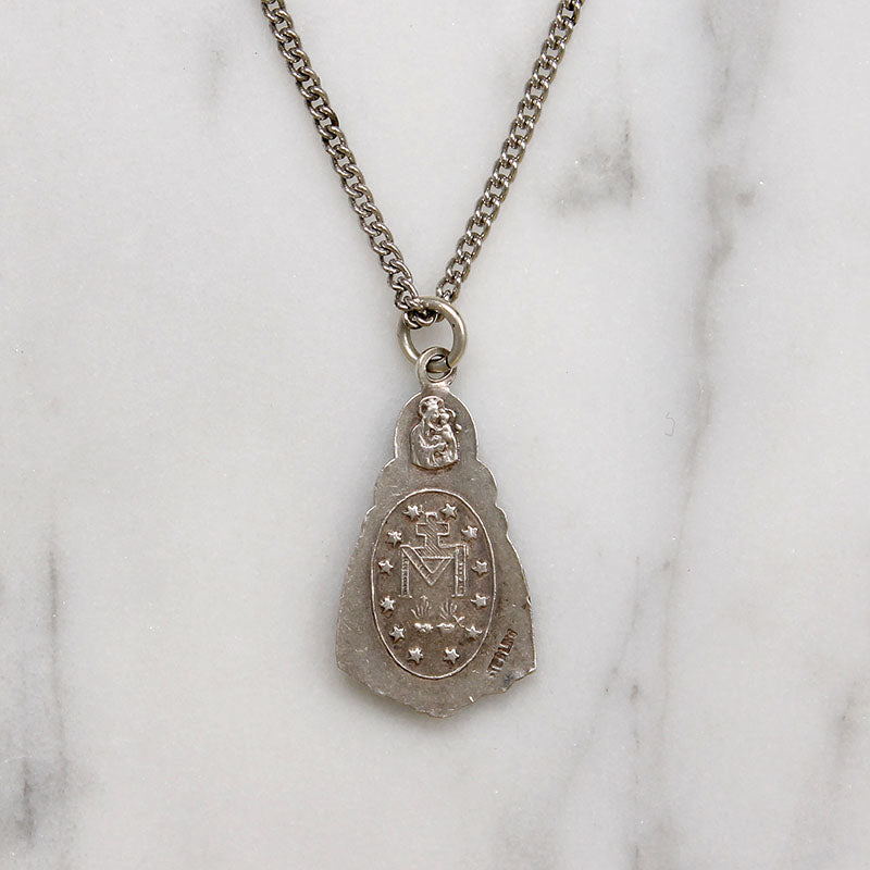 Virgin Mary Medal in Sterling & Ethereal Blue Enamel 