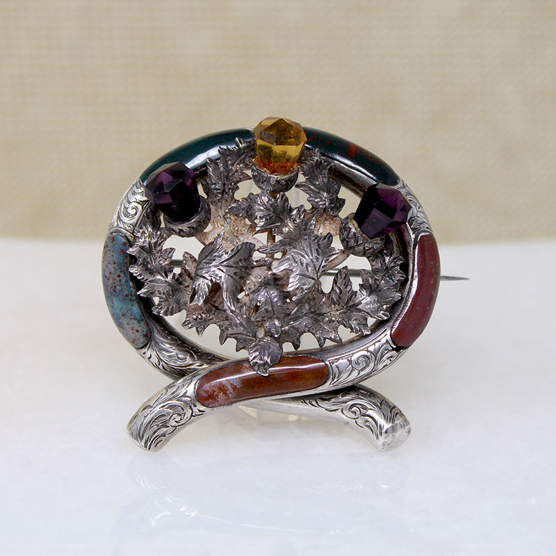 Garter & Thistle Scottish Pebble Brooch