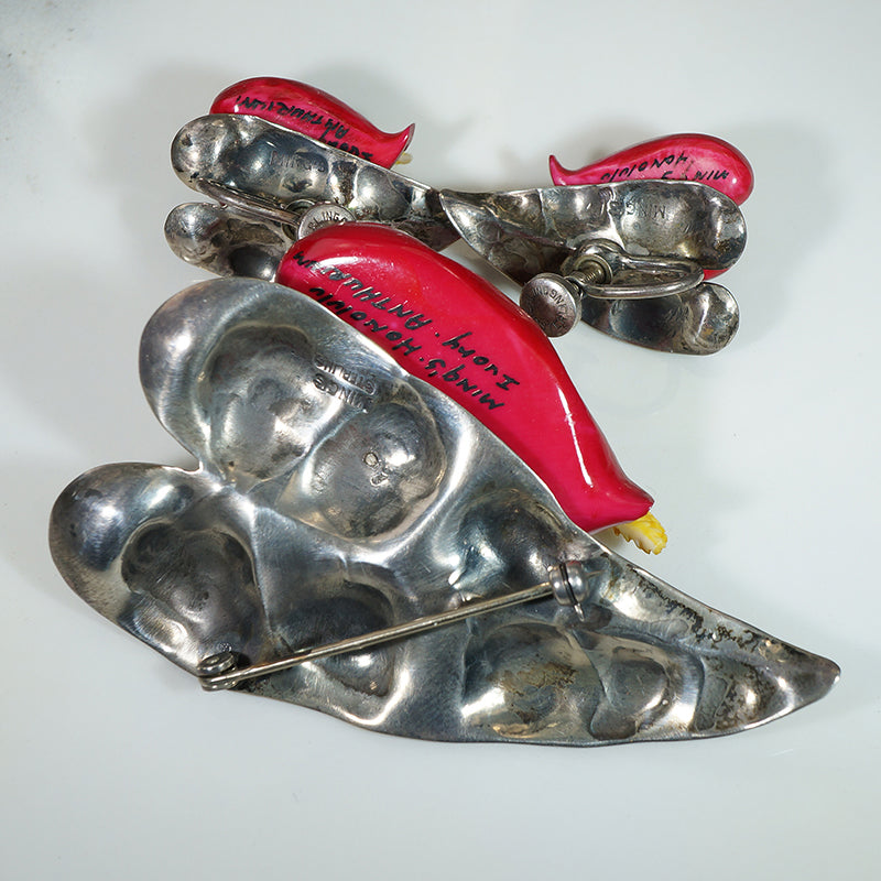Ming's Anthurium Brooch and Earrings Set