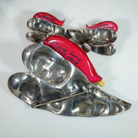 Ming's Anthurium Brooch and Earrings Set