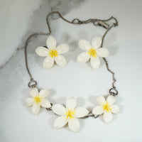 Vintage Ming's Plumeria Necklace and Earrings