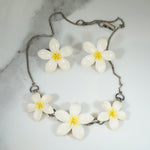 Vintage Ming's Plumeria Necklace and Earrings