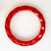 Cherry Red Bakelite Rope Carved Bangle