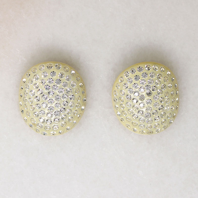 Rhinestone Paved Celluloid Clamper Bracelet & Earrings