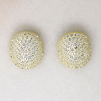 Rhinestone Paved Celluloid Clamper Bracelet & Earrings
