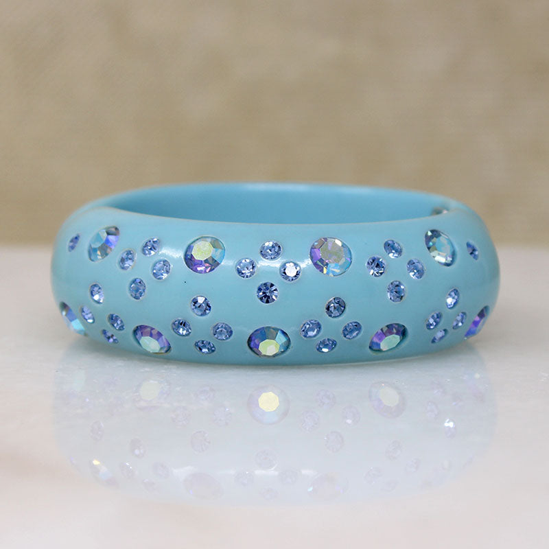 Powder Blue Clamper Bracelet with Rhinestones by Weiss
