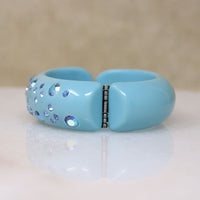 Powder Blue Clamper Bracelet with Rhinestones by Weiss
