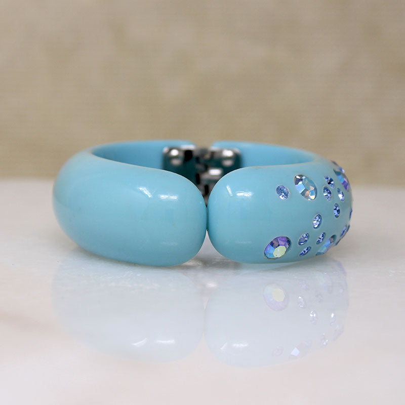 Powder Blue Clamper Bracelet with Rhinestones by Weiss