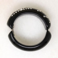 Black Celluloid Clamper Bracelet with Sparkling Fireworks