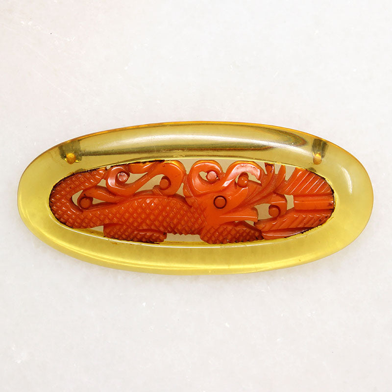 Chinoiserie Dragon Brooch in Bakelite
